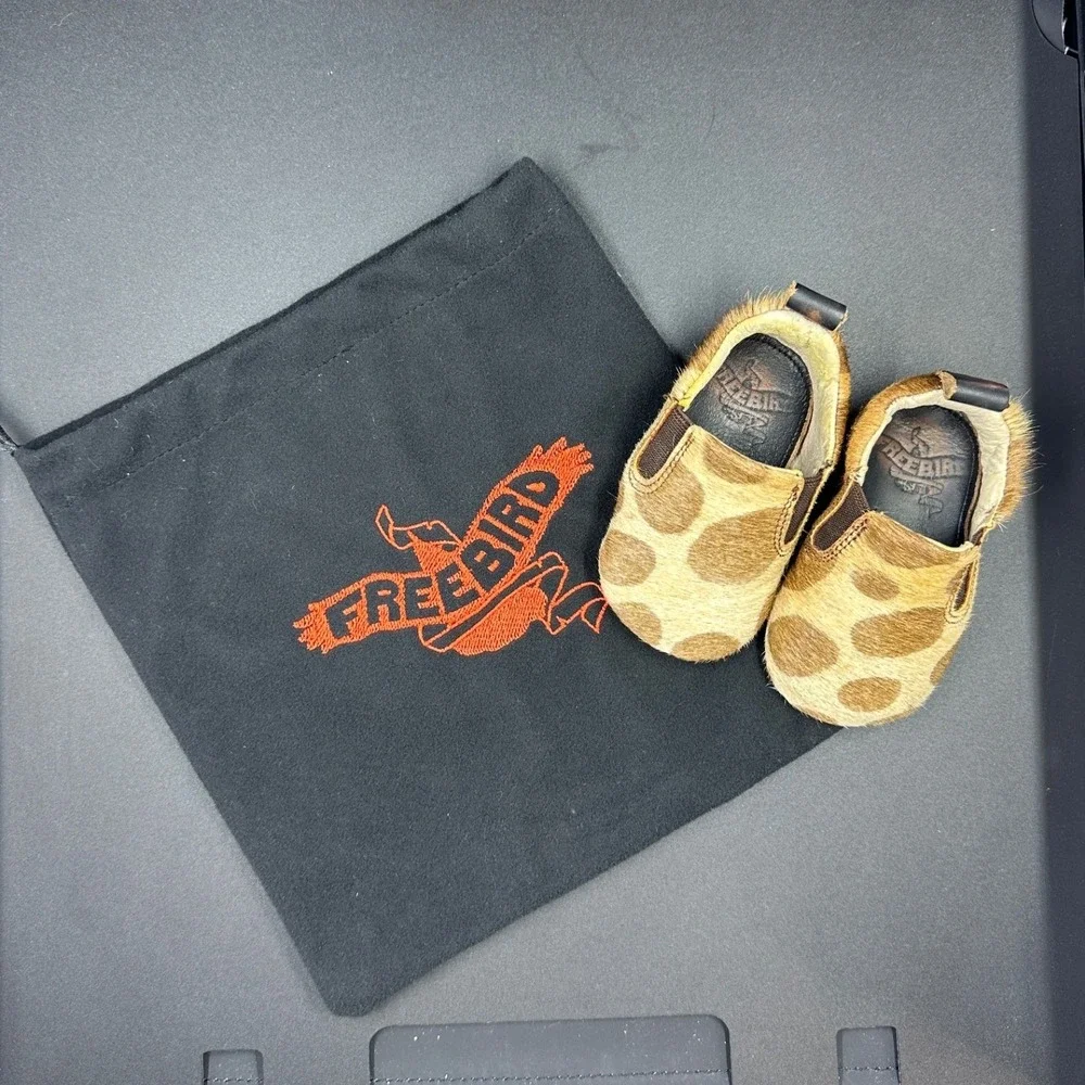Freebird Loafers Infant 4.5in Brown Giraffe Print Calf Hair Slip On Shoes